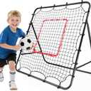 Baseball Rebounder Net Softball Pitch-Back Rebound Net with Attachable Pitching Target and 3 Adjustable Angles, Portable Fielding Trainer Bungee Net Practice Equipment for Backyard, 4 X 4 ft