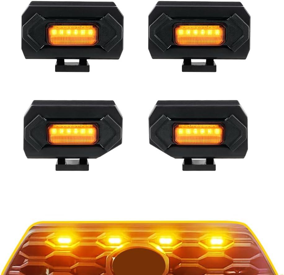 Bright LED Amber Grill Lights with Fuse Adaptors for Toyota Tacoma TRD Sport and Off Road 2020-2023| Tacoma TRD Accessories | Tacoma Front Grill Lights | Off-Road Lighting & Custom Styling Upgrades