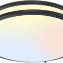 16Inch Flush Mount LED Ceiling Light Fixtures Black, 5CCT Adjustable 2700K 3000K 4000K 5000K 6500K, 4500LM Close to Ceiling Light for Kitchen, Hallway, Bathroom, Kitchen, Bedroom, 1 Pack