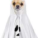 Halloween Dog Ghost Costume White Dalmatian Pet Costume with Hats Ghost Costumes for Dogs Cats Pet Cosplay Cape Halloween Cats Clothes for Party Decorations(Small)