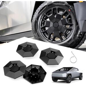 4PCS Wheel Caps for Tesla Cybertruck 2024 2025, Removable ABS Wheel Center Caps Compatiable with Tesla Cybertruck Accessories 2024 2025 (black)