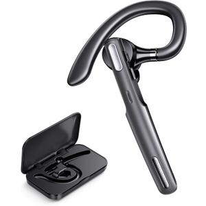 Bluetooth Headset, Wireless Bluetooth Earpiece V5.0 Hands-Free Earphones with Built-in Mic for Driving/Business/Office, Compatible with iPhone and Android (Gray)