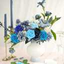 N&T NIETING Blue Roses Artificial Flowers, 50pcs Fake Flowers Rose Perfect for DIY Wedding Bridesmaid Bridal Bouquets Centerpieces Home Flower Arrangement Decoration, Series Blue