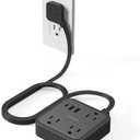 Surge Protector Power Strip, TESSAN Flat Extension Cord 5 FT with USB Ports (1 USB C) and 3 Outlets, Ultra Thin Flat Plug Wall Charger for Home, Office, School, Dorm Room Essentials, Black