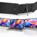 Laptop Screen Extender 14.2" 1080P FHD IPS, Portable Triple Monitor for 13-17" Laptops, Portable Screen for Laptop with Dual Speakers, Plug-Play with Type-C/HDMI/USB-A for Mac/Wins/Chrome