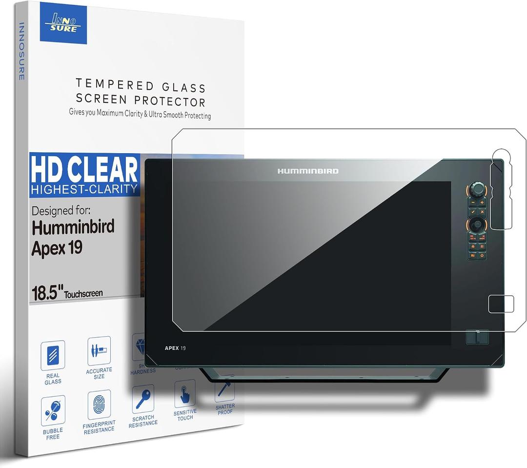 4 x Tempered Glass Screen Protector designed for Humminbird apex 19 mega si+ fish finder chartplotter 18.5 Inch Touchscreen 19" 9H Anti Scratch (HD Clear)