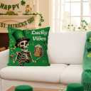 3 x GAGEC St Patricks Day Pillow Covers 18x18 Inch Skeleton Decor St Patricks Day Decorations Skeleton Pillow Covers Spooky Skull Throw Pillowcase Holiday Cushion Case for Home Sofa Couch Decor
