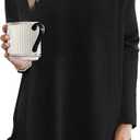 XIEERDUO Womens Tunic Tops Long Sleeve Crew Neck High Low Hem Loose Fit Shirts Blouses with Pockets (3X-Large, Black)