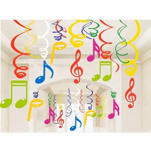 30Ct Colorful Music Sign Hanging Swirl Decorations - Music Sign Birthday Party Supplies Fan Decors