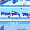 2 Launcher - 4 Pack 14.5" Lighted Easter Airplane Launcher Toys for Boys Kids Gifts Easter Basket Stuffers Essential, LED Foam Glider Catapult Plane Flying Toy for Kids Party Favors Outdoor Games