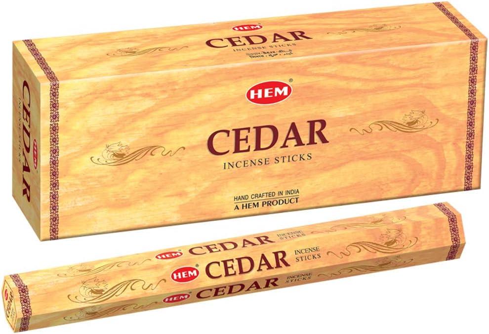 HEM Cedar Incense Sticks Pack Of 120 Count | 100% Natural, Pure House & Flower Powder | Fresh & Long Lasting Fragrance | Aromatherapy Incense For Air Purifier, Stress Relief & Cleansing | Gift Set (20 Count (Pack of 1))