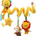 Jollybaby Crib Stroller Car Seat Toys for Baby 0-3-6-9-12 Months, Tummy Time Hanging Sensory Toys for Newborn with Music Box and Teether, Spiral Carseat Toy for Baby Boys Girls Gifts (07-Little Lion)