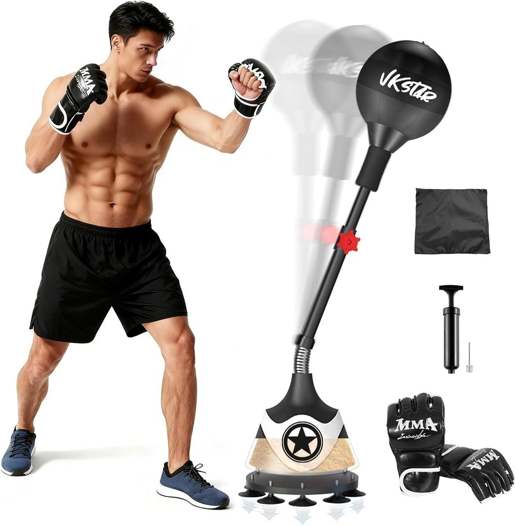 Boxing Bag with Stand for Teens & Adults -for Training Boxing Equipment Stress Relief and Fitness Set with Punching Bag & Gloves，Home Gym Equipment, 12 inches x 63 inches