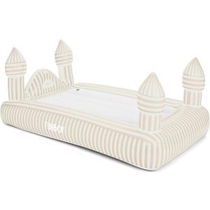 FUNBOY Kids Striped Castle Sleepover Travel Bed & Air Mattress. Perfect for Sleepovers. Includes Carrying Storage Bag, Twin (Brown)