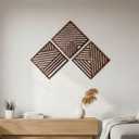 Yerliker 1616 Inch Boho Wooden Wall Sculptures Geometric Abstract Wood Wall Art Decor Set of 3 Slatted Wood Design for Living Room Bedroom Office Rustic Home Decoration