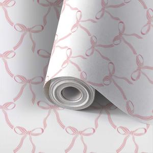 Peel and Stick Wallpaper Self Adhesive Wall Mural Cute Coquette Pattern Seamless Pink Ribbon Bow White Contact Paper Renter Friendly Wallpaper for Kitchen Nursery Bedroom 24"x118" (Multi8)