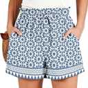 Summer Shorts for Women Casual High Waist Drawstring Cotton Short Pants with Pockets, Size: L