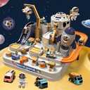 Mostop Kids Race Track Game Car Adventure Toy for 3 4 5 6 7 Years Old Boys Girls, Spaceship Puzzle Rail Track City Rescue Playset Magnet Toy Educational Learning Toddler Race Track with 3 Mini Cars