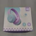 awatrue Kids Headphones, 74/85/94dB Volume Limiter, Foldable Wired Over Ear Headphones for Travel, 3.5mm Jack, Toddler Headphones for School, Chromebook, iPad, Tablet, Purple Green