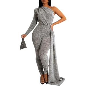 DinyIn Sexy Jumpsuit for Women Elegant for Party, Medium, Silver