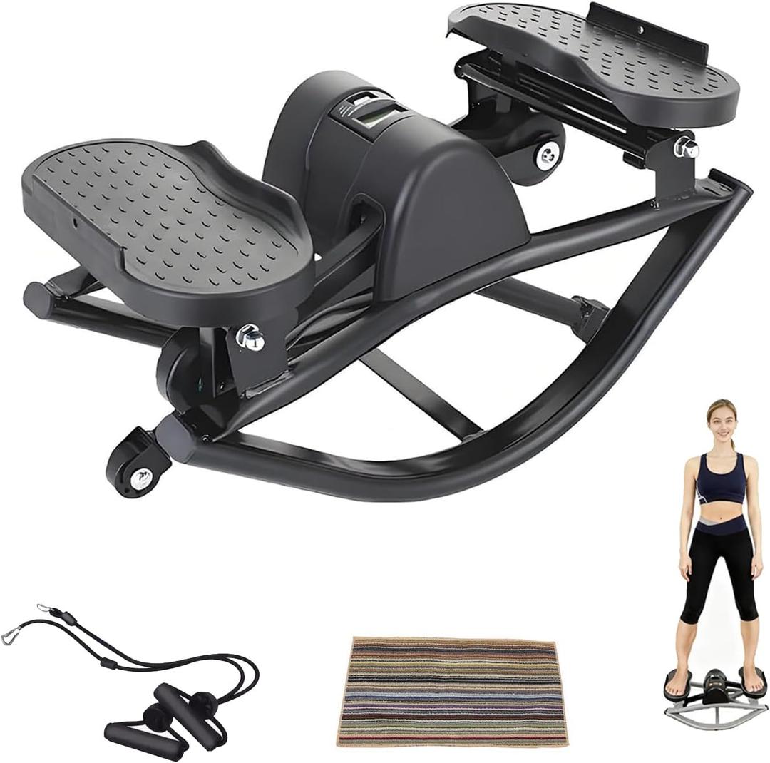 Rock Stepper,Step Rocker Side to Side,Lateral Rocking Fitness Stepper Home Workout Machine, Fitness Equipment Suitable for Home, Apartment, and Dormitory use (All Black)