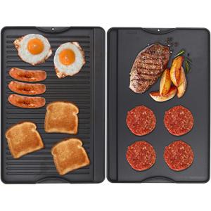24" X 16" Reversible Cast Iron Griddle for Camp Chef, Flat Top Plate for Gas/Stove/Charcoal/Propane Grill, Universal 4 Burner Stove Top Griddle for Outdoor Cooking & Camping Accessories