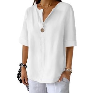 Summer Shirts for Women 2026 Short Sleeves Blouses Dressy Casual Tunic Tops (White, S)