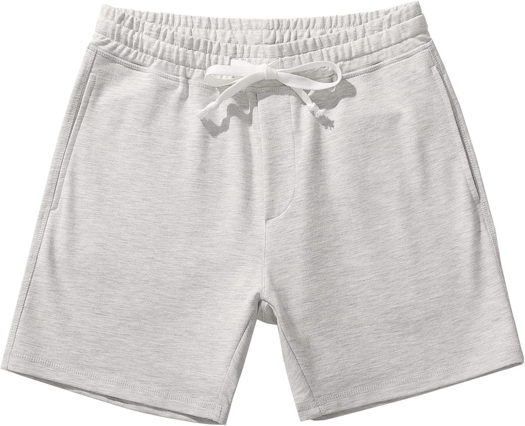 AMY COULEE Mens Athletic Workout Shorts 5.5" Cotton Casual Shorts Elastic Waist Joggers Sports SweatShorts (White, M)