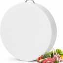 Large Round Cutting Board 15"x15" Extra Thick Plastic Cutting Board for Meat Raw & Raw Meat Board, HDPE Double-Sided Butcher Block Cutting Board, 304 Stainless Steel Handle, Easy Clean, 15" Diameter x 2" Thick