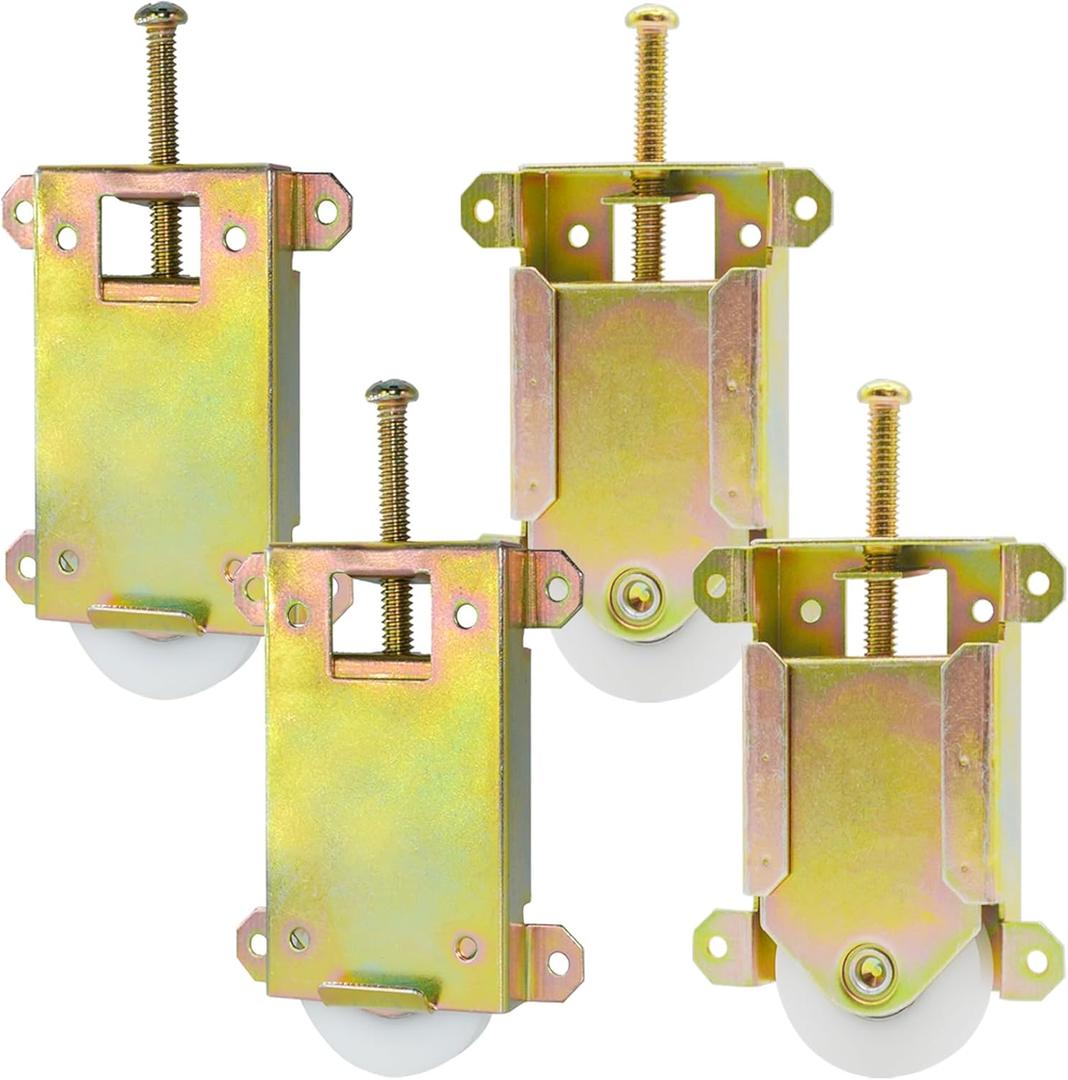 Sliding Mirror Closet Door Rollers Replacement Hardware Fits Contractors Part #W8020C or Hard 1775 Wardrobe Doors Wheels, 1-1/2" Durable POM Concaved Ball Bearing Wheel, 4 Pack