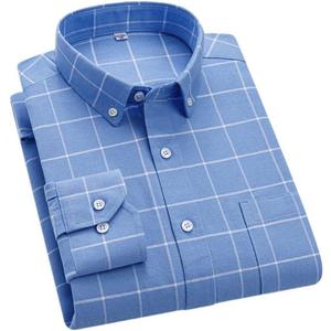 Cromoncent Camisas de manga larga Oxford con botones para hombre, camisa de vestir casual para hombre, 100% algodn, camisas a cuadros/rayas Size M