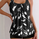 ELISE | BLACK & WHITE LEAF PRINT TANKINI SET
 XXL