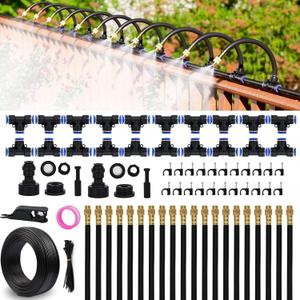 Drip Irrigation System 66 FT with 20 Nozzles, 360° Adjustable Bendable Garden Watering Misting System for Greenhouse, Yard, Lawn, Plant, Garden, 0.3 inch Hose