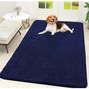 OLANLY Dog Door Mat for Muddy Paws 70x46, Absorbs Moisture and Dirt, Absorbent Non-Slip Washable Doormat, Quick Dry Chenille Mud Mat for Dogs, Entry Indoor Entryway Carpet for Inside Floor, Navy Blue