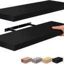 Sorbus Floating Shelves for Wall - 24" Bathroom Shelves, Wall Decor for Bedroom, Kitchen, Living Room, Home Decor & Book Storage - Mounted Floating Shelf with Invisible Brackets (Black, 2 Pack)