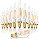 GoBright Dimmable E12 Candelabra LED Light Bulbs 40W Equivalent, 2700K Soft Warm White Chandelier Light Bulbs, 4W 460 LM Flame Tip Candle Light Bulbs, 12-Pack