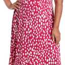 London Times Women's Sleeveless Inset Waist Midi Fit and Flare Dress (10 Petite, Magenta/Soft White)