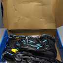 2PM SPORTS Vinal Girls Adjustable Flashing Inline Skates, All Wheels Light Up, Fun Illuminating Skates for Kids Men Adult Women and Boys (Medium - Big Kid (1-4 US), Cyan & Yellow)