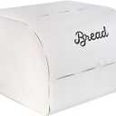 AuldHome Design Large White Bread Box; Farmhouse Enamelware Vintage Style Family Size Countertop Bread Bin