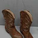 Cowgirl Boots for Girls Mid Calf Youth Girl Cowboy Western Boots Pointed Toe Embroidered for Horse Riding Country Party Toddler Little Big Kids (Brown)