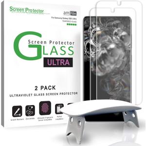 amFilm Ultra Glass Screen Protector for Galaxy S10 Plus, Tempered Glass, 2 Pack