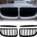 E90 Grille - Double Slats Glossy Black Kidney Grille for 2005-2008 BMW 3 Series E90 (320i, 325i, 325xi, 330i, 323i, 328i, 328xi, 335i, 335xi)
