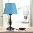 Touch Bedside Lamp for Bedroom with USB C Port, Small Touch Table Lamp with 2 USB Charging Ports, 3 Way Dimmable Nightstand Lamp for Living Room and Office - Turquoise Blue (LED Bulb Included)
