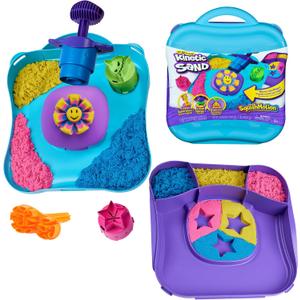 Kinetic Sand, SquishMotion with 1lb Pink, Yellow & Blue Play Sand, Stamper & 5 Tools, Storage Case, Sensory Toys for Kids Ages 5 and up (Squish Motion Playset)