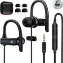 3.5mm Headphones Sport Wired Earbuds with Microphone Noise Isolating Earphone HiFi Stereo Over Ear Buds Wired Plug in with Ear Hook for Samsung Galaxy A15 A03s A14 S10 A12 Moto Switch MP3 Running Fit (Black)