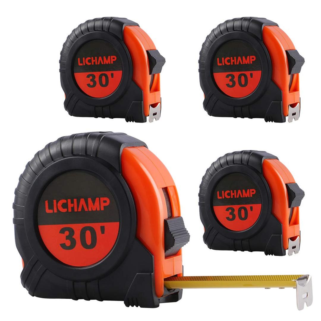 LICHAMP Tape Measure 30-Foot, 4 Pack Bulk Easy Read Measuring Tape Retractable Metric/Fractional, Measurement Tapes 29.5FT/9M by 1-Inch