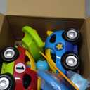 Prextex 2 Pack Cartoon Remote Control Cars for Toddlers - Police Car and Race Car with Steering Wheel Controllers and Lights - Different Frequencies So Both Can Race Together - Toddler Gift 18+ Months