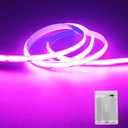 ZSLAIFU Battery Powered LED Strip Lights, 3.3FT COB LED Strip Light, Battery Operated LED Lights, Pink LED Strip Lights Battery Powered for Closet, Cabinet, Shelf, Kitchen, DIY Lighting