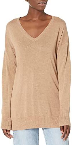 Amazon Essentials Women's Lightweight Long-Sleeve V-Neck Tunic Sweater, M