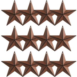 MGSYPHOME 3.8-Inch Metal Barn Star，Metal Star for Outside Texas Stars Art Rustic Vintage Western Country Home Farmhouse Wall/Door Decor, Set of 12, (Rusty)